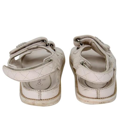 Chanel Dad Flats 38 Leather Lambskin Quilted Sandals CC-0219N-0033 - Picture 8 of 11